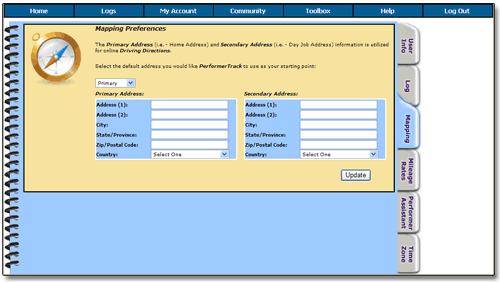 Mapping Preferences Screen